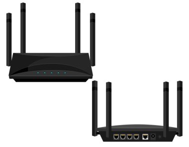 İnternet iletim vektörü illüstrasyonu için kablosuz yönlendirici beyaz arkaplanda izole edildi