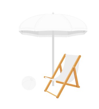 Plaj ve deniz yaz boş nesneleri beyaz arka planda izole edilmiş vektör illüstrasyon stoku