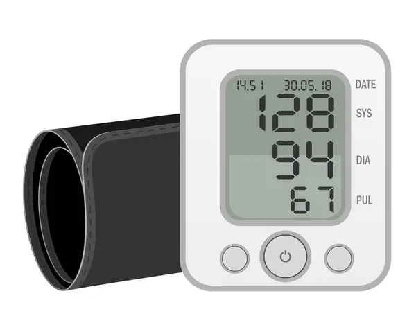 Beyaz Arka Plan Üzerinde Izole Tıbbi Elektronik Tonometer Hisse Senedi — Stok Vektör
