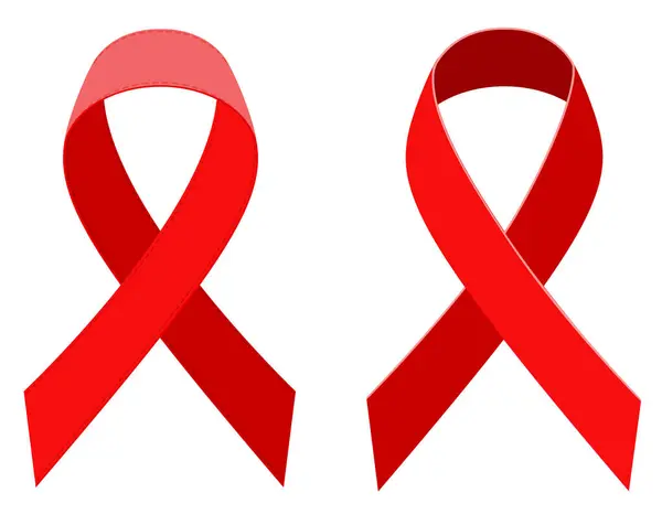 Piros Szalag Aids Tudatosság Stock Vektor Illusztráció Elszigetelt Fehér Background Jogdíjmentes Stock Vektorok