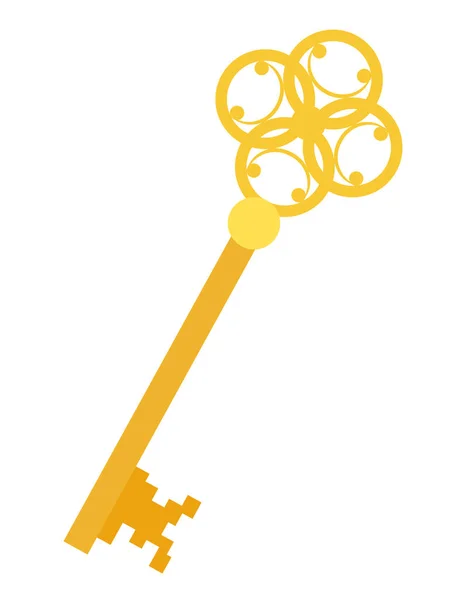 Золотий Вінтажний Ключ Фон Векторна Ілюстрація Ізольована Білому Тлі Ліцензійні Стокові Ілюстрації