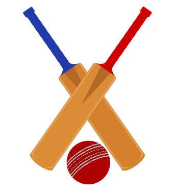 kriket sopası ve topu beyaz arka plan üzerinde izole bir spor oyunu stok vektör illüstrasyon için