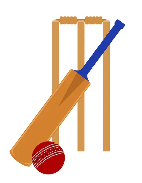 Cricket Bat Ball Sports Game Stock Vector Illustration Isolated White — Stock Vector