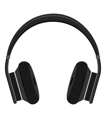 Beyaz arka plan üzerinde izole gerçekçi siyah kulaklık hisse senedi vektör çizim