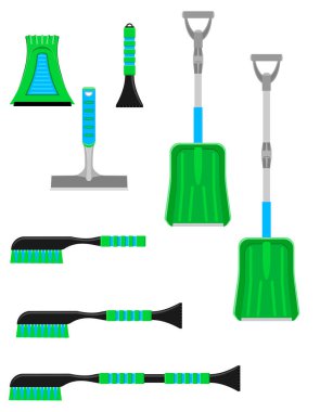 araba kar temizleme araçları vektör illüstrasyon beyaz arkaplan izole