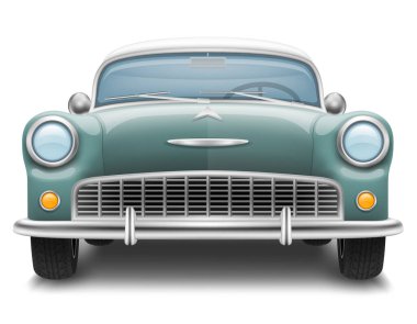 Beyaz arkaplanda izole edilmiş eski antika bir nakliye aracı taşıyıcı illüstrasyonu