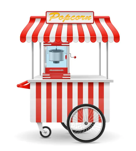 Popcorn Making Machine Sladké Snack Vektor Ilustrace Izolované Bílém Pozadí — Stockový vektor