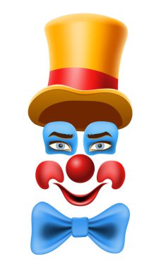 Neşeli palyaço aktörü ve sirk karakter çizimi arka planda izole edilmiş.