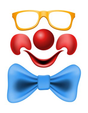 Neşeli palyaço aktörü ve sirk karakter çizimi arka planda izole edilmiş.