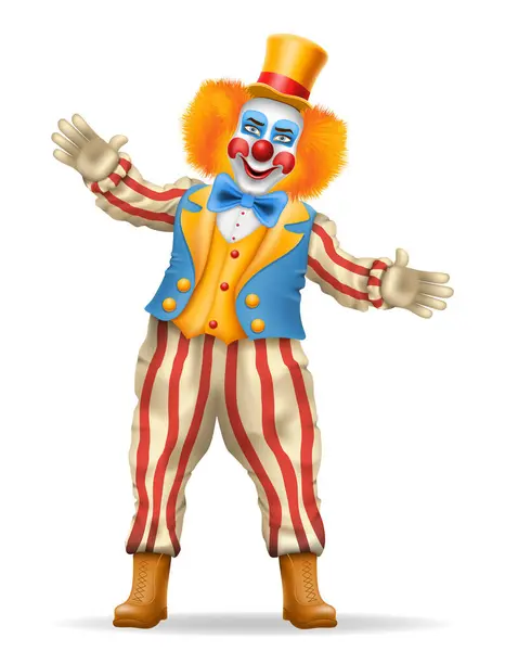 Fröhliche Clown Schauspieler Und Zirkus Charakter Vektor Illustration Isoliert Auf Stockvektor