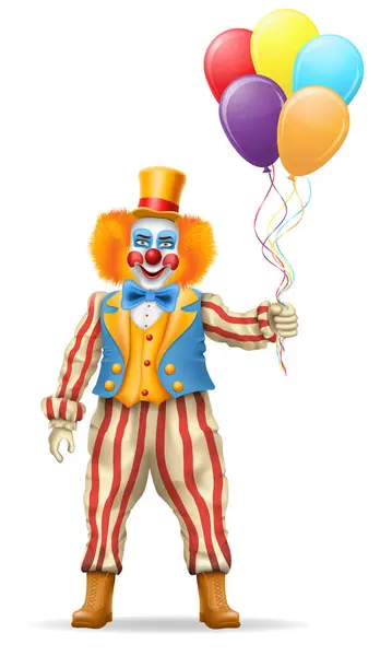 Веселый Клоун Актер Цирковой Персонаж Векторной Иллюстрации Изолированы Заднем Плане Векторная Графика