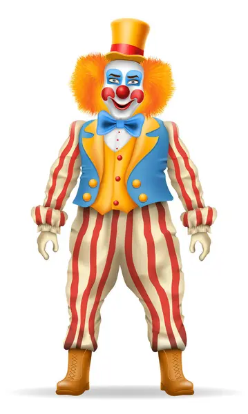 Веселый Клоун Актер Цирковой Персонаж Векторной Иллюстрации Изолированы Заднем Плане Стоковый вектор