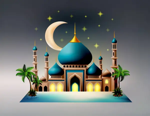 Islamic Mosque Muslims Prayers Stock Vector Illustration — Stock Vector