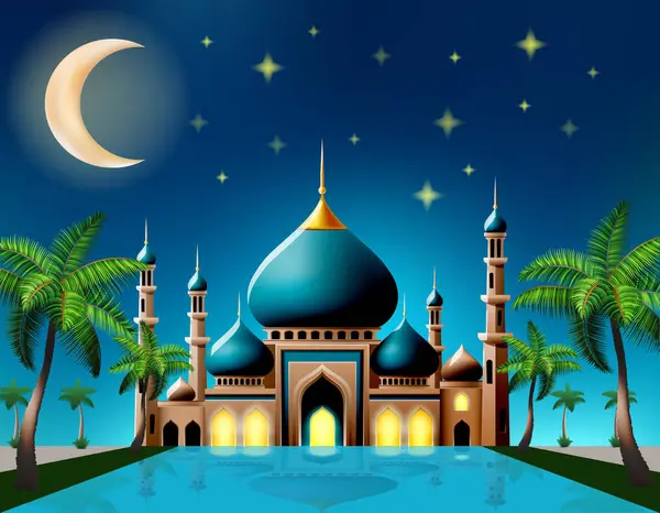 Islamisk Moské Muslimer För Böner Stock Vektor Illustration Stockillustration