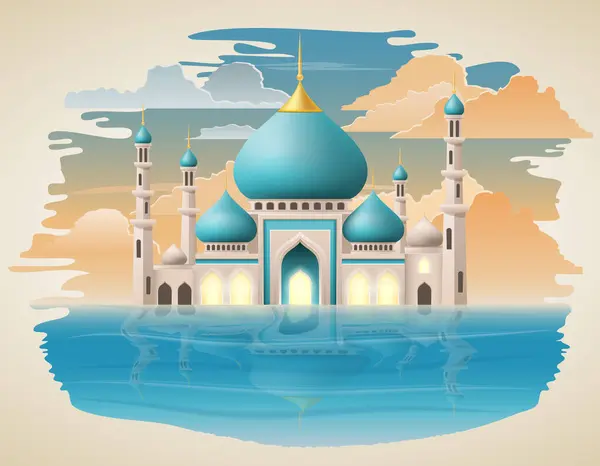 Ісламська Мечеть Мусульмани Молитви Запас Векторні Ілюстрації Ліцензійні Стокові Вектори