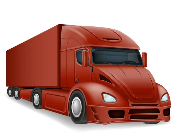 Vrachtauto Levering Vracht Grote Vector Illustratie Geïsoleerd Witte Achtergrond Rechtenvrije Stockillustraties