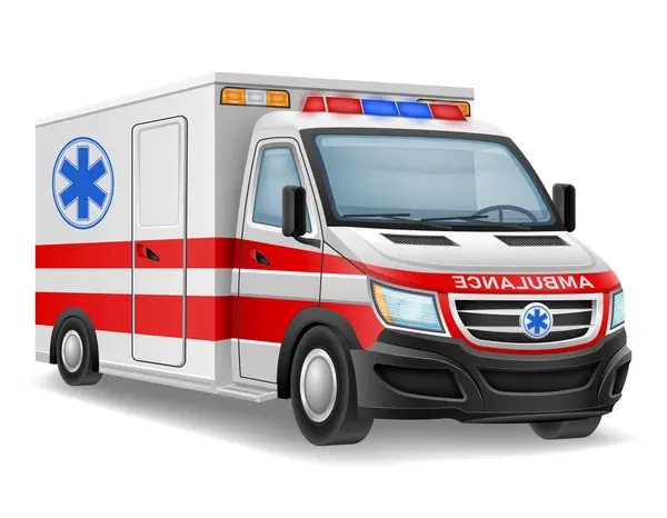Ambulans Otomobil Tıbbi Araç Vektör Çizimi Beyaz Arkaplanda Izole Edildi Telifsiz Stok Vektörler