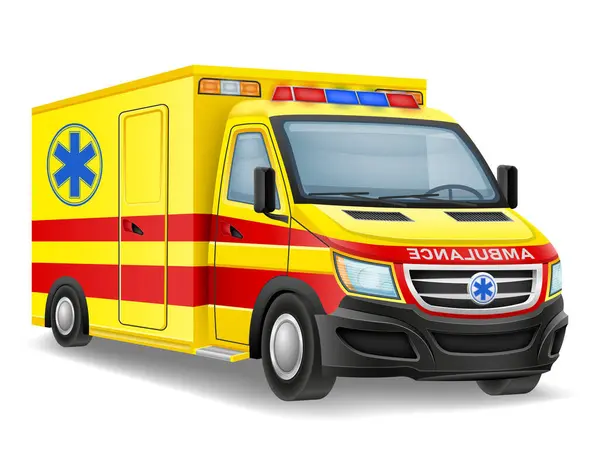 Ambulans Otomobil Tıbbi Araç Vektör Çizimi Beyaz Arkaplanda Izole Edildi Stok Vektör