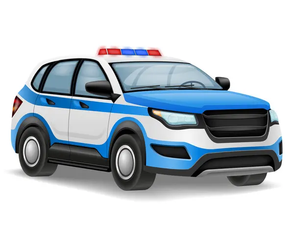 Polis Otomobil Araç Vektör Illüstrasyonu Beyaz Arkaplanda Izole Edildi Vektör Grafikler