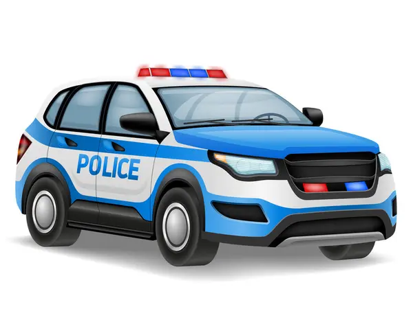 Polis Otomobil Araç Vektör Illüstrasyonu Beyaz Arkaplanda Izole Edildi Telifsiz Stok Illüstrasyonlar