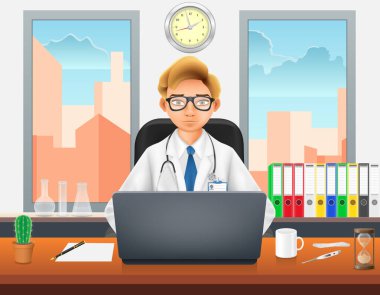 Şirket personeli veya organizasyon vektör illüstrasyonu için ofis çalışma alanı