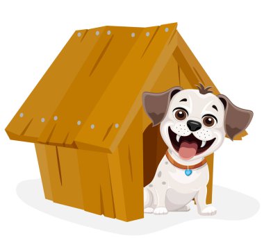 Küçük yavru köpek düz çizgi film vektör çizimi beyaz arkaplanda izole edildi