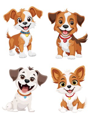 Küçük yavru köpek düz çizgi film vektör çizimi beyaz arkaplanda izole edildi