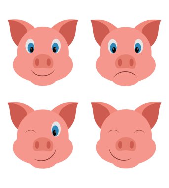 Beyaz arkaplanda izole edilmiş domuz burnu emoji etiketi düz biçim vektör çizimi