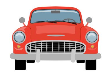 Eski model araba modası geçmiş taşıyıcı taşıyıcı vektör illüstrasyonu beyaz arkaplanda izole edilmiş düz stil