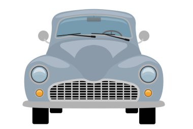 Eski model araba modası geçmiş taşıyıcı taşıyıcı vektör illüstrasyonu beyaz arkaplanda izole edilmiş düz stil