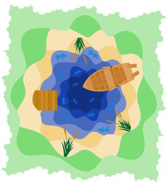 kağıt kesiği balıkçılık sanatı afişi vektör illüstrasyonu düz arkaplan tasarımınız için