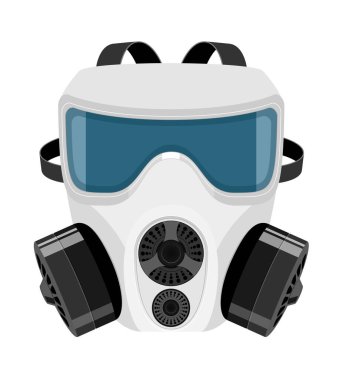 Hava damlacıkları tarafından bulaşan hastalıklara karşı korunmak için solunum maskesi ve enfeksiyonlar beyaz arka planda izole edilmiş virüs düz stil vektör ilülasyonunu durdurun