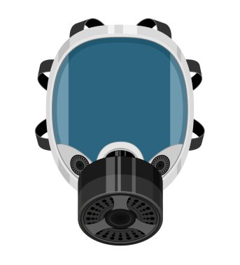 Hava damlacıkları tarafından bulaşan hastalıklara karşı korunmak için solunum maskesi ve enfeksiyonlar beyaz arka planda izole edilmiş virüs düz stil vektör ilülasyonunu durdurun