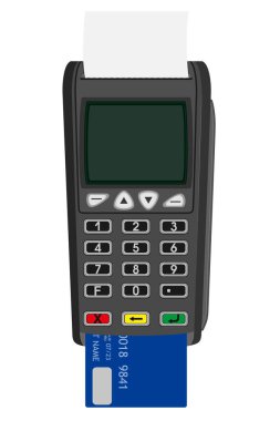 pos terminal düz biçim vektör çizimi beyaz arkaplanda izole edildi