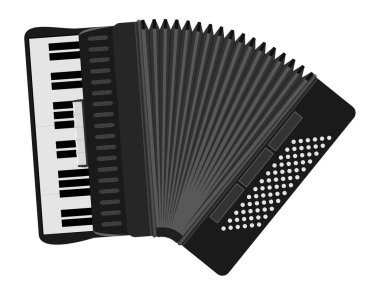beyaz arkaplanda izole edilmiş akordeon müzik enstrümanı düz biçim vektör çizimi