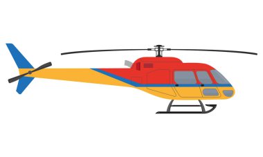 Beyaz arkaplanda izole edilmiş helikopter düz biçim vektör illüstrasyonu