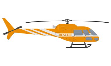 Beyaz arkaplanda izole edilmiş helikopter düz biçim vektör illüstrasyonu