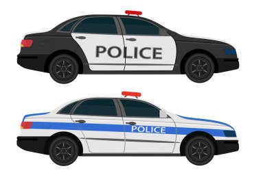 Polis aracı düz stil vektör çizimi beyaz arkaplanda izole edildi