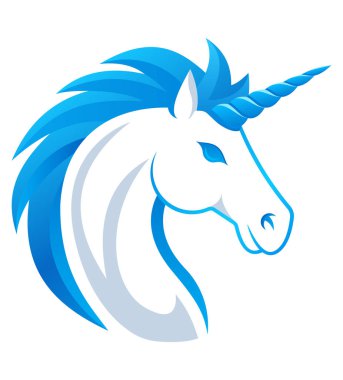 Boynuz vektör çizimi beyaz arka planda izole edilmiş tek boynuzlu at logosu mitolojik atı