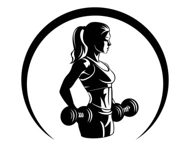 Spor salonu logosu, beyaz arka planda izole edilmiş iş veya şirket logoti vektör çizimi için yaratıcı ve orijinaldir.