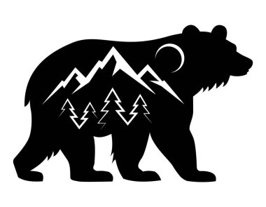 Bear Grizzly logosu beyaz arka planda izole edilmiş şirket logoti vektör çizimi için yaratıcı ve orijinaldir.