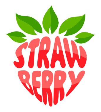Çilek adı formda bir meyve logosu. İşiniz veya şirket logotiniz için yaratıcı ve orijinal. Beyaz arka planda izole edilmiş vektör çizimi.