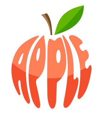 Meyve logosu formundaki elmanın adı işleriniz için yaratıcı ve orijinaldir ya da şirket logoti vektör çizimi beyaz arka planda izole edilmiştir.