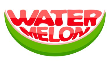 Meyvelerin karpuz adı formda. Şirketiniz için yaratıcı ve orijinal bir meyve logosu. Beyaz arkaplanda izole edilmiş vektör çizimi.