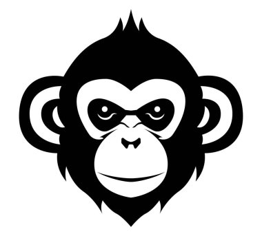 maymun goril logosu yaratıcı ve orijinaldir. Beyaz arka planda izole edilmiş iş veya şirket logoti vektör çizimi için.