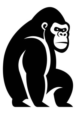 maymun goril logosu yaratıcı ve orijinaldir. Beyaz arka planda izole edilmiş iş veya şirket logoti vektör çizimi için.