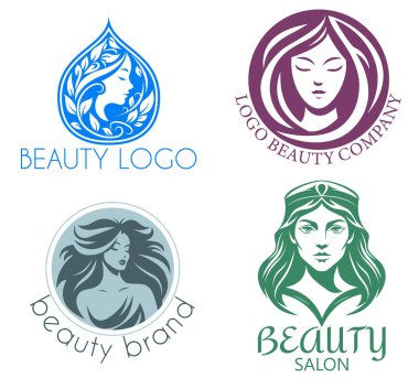 Güzellik salonu logosu. İşiniz veya şirketiniz için yaratıcı ve özgün. Beyaz arka planda izole edilmiş logotype vektör çizimi.
