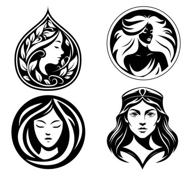Güzellik salonu logosu. İşiniz veya şirketiniz için yaratıcı ve özgün. Beyaz arka planda izole edilmiş logotype vektör çizimi.