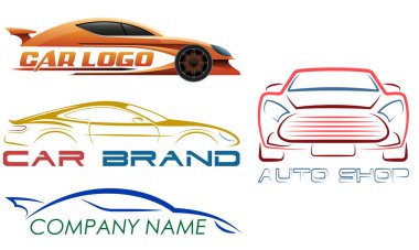 İşiniz veya şirketiniz için araba logosu beyaz arkaplanda izole edilmiş logotype vektör çizimi