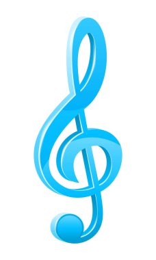 müzik notaları ve trible anahtar vektör çizimi beyaz arkaplanda izole
